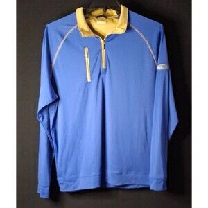 Divots "DriWay" Blue/Tan Lightweight Poly  1/4 Zip Golf Pullover Long Sleeve XL